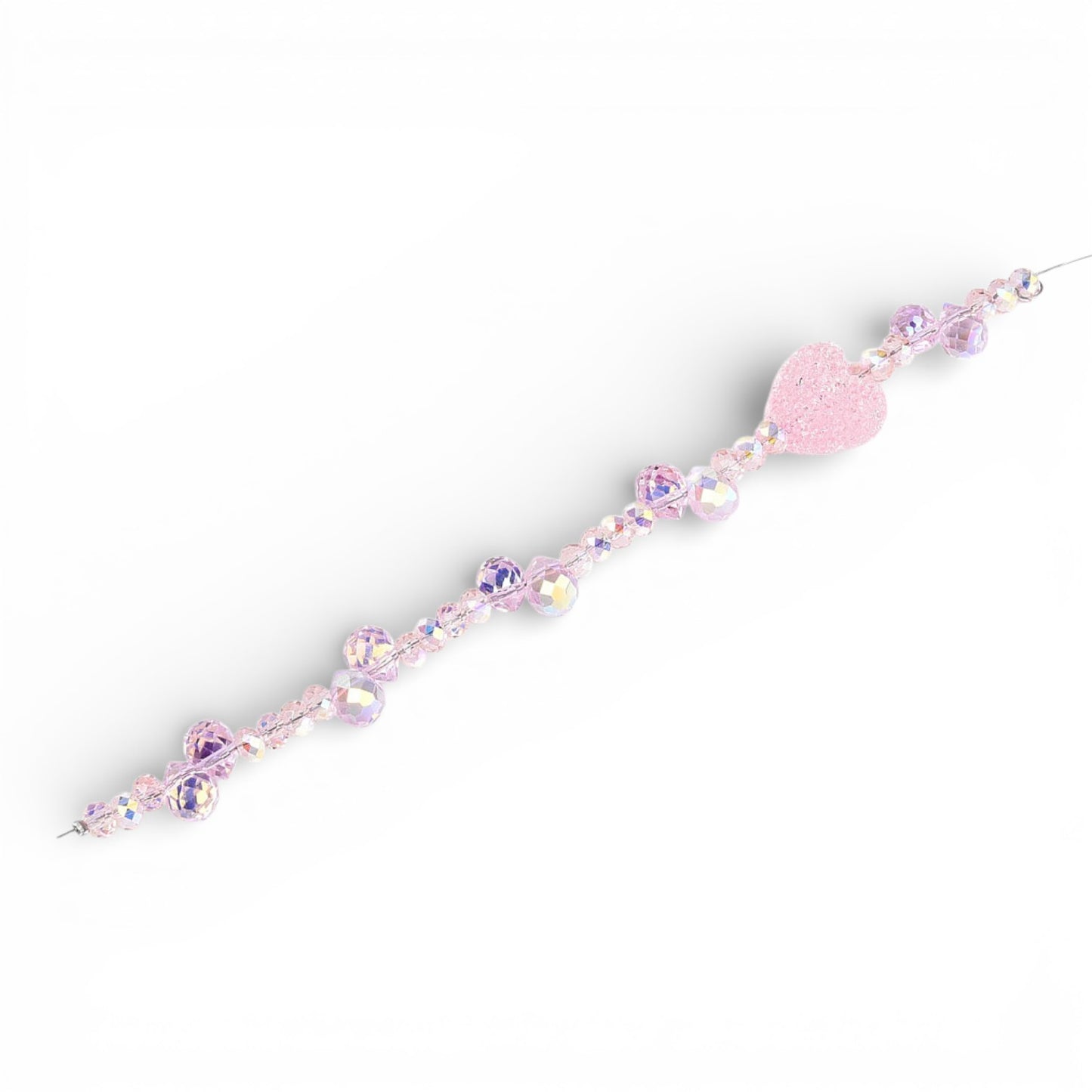 x1 Fil de Perles en Verre Électroplaqué – Gouttes, Ovales Facettées et Cœur Sucré – Rose