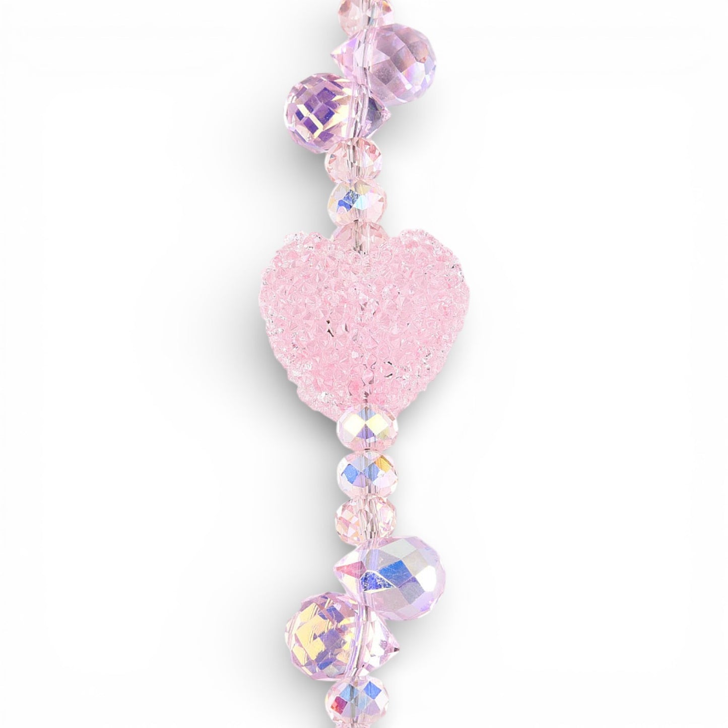 x1 Fil de Perles en Verre Électroplaqué – Gouttes, Ovales Facettées et Cœur Sucré – Rose