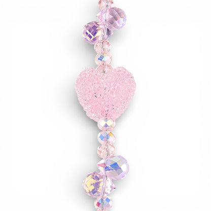 x1 Fil de Perles en Verre Électroplaqué – Gouttes, Ovales Facettées et Cœur Sucré – Rose