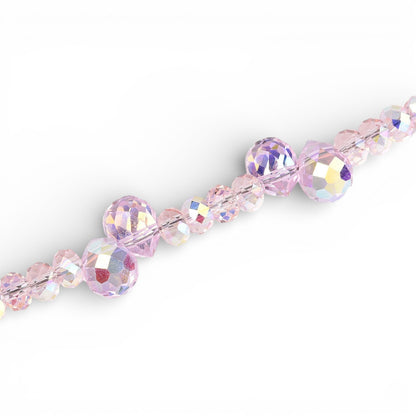 x1 Fil de Perles en Verre Électroplaqué – Gouttes, Ovales Facettées et Cœur Sucré – Rose