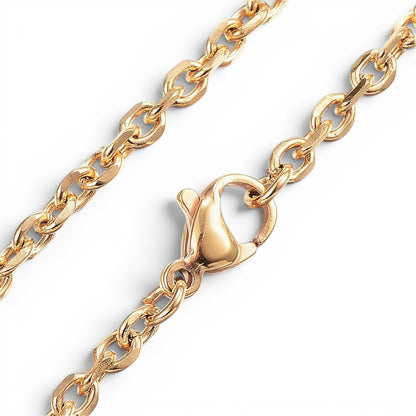 Chaîne collier maille forçat facettée en acier inoxydable 304 – Couleur acier ou doré – 50 cm