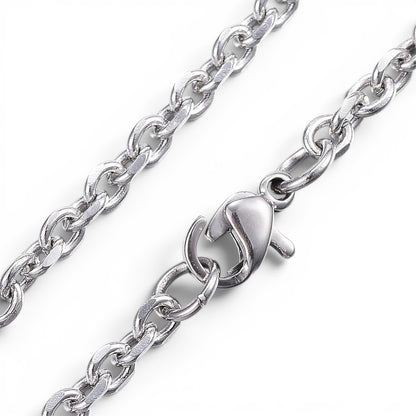 Chaîne collier maille forçat facettée en acier inoxydable 304 – Couleur acier ou doré – 50 cm