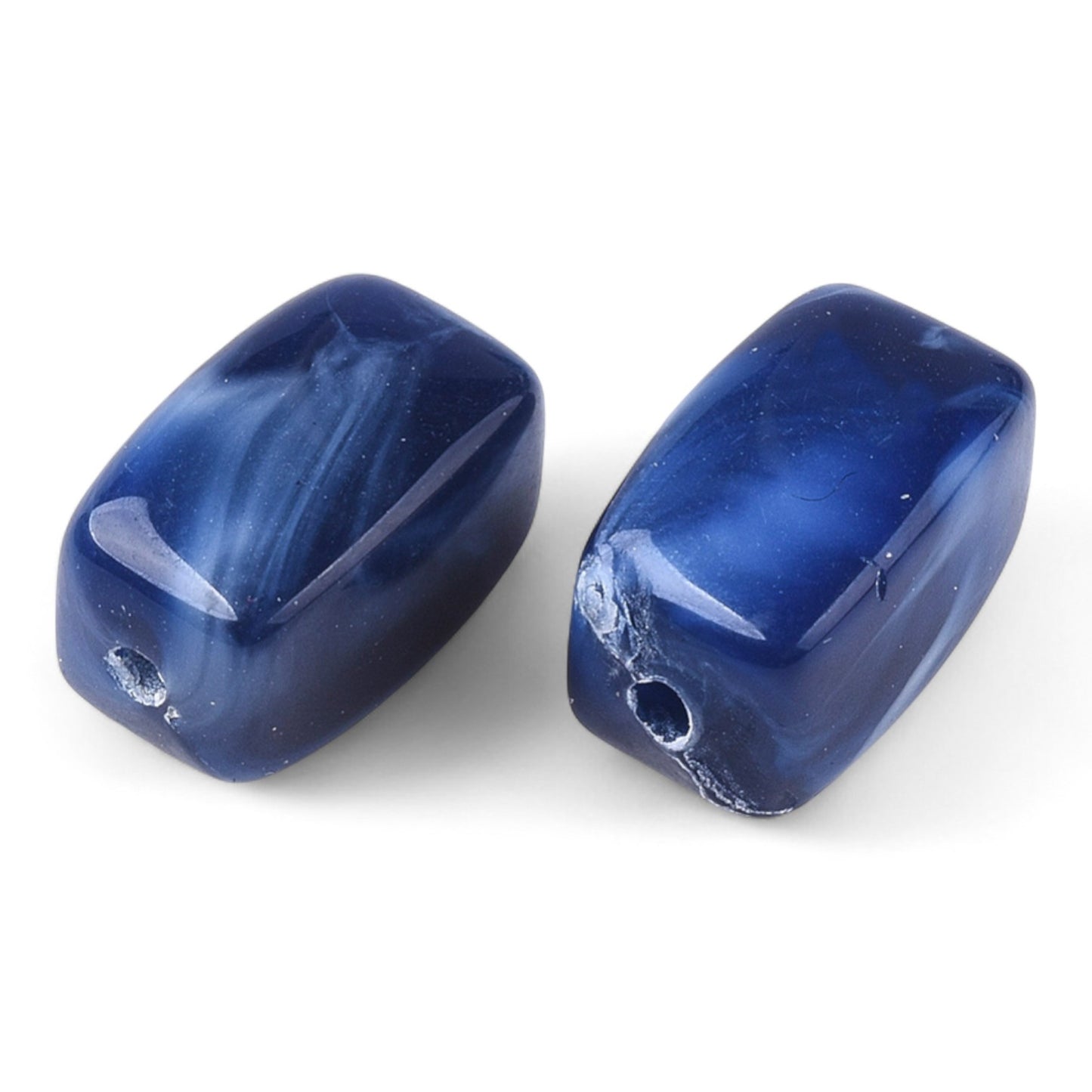 x20 Perles Acryliques Rectangulaires – Effet Pierre Précieuse – Bleu marbré – 13 mm