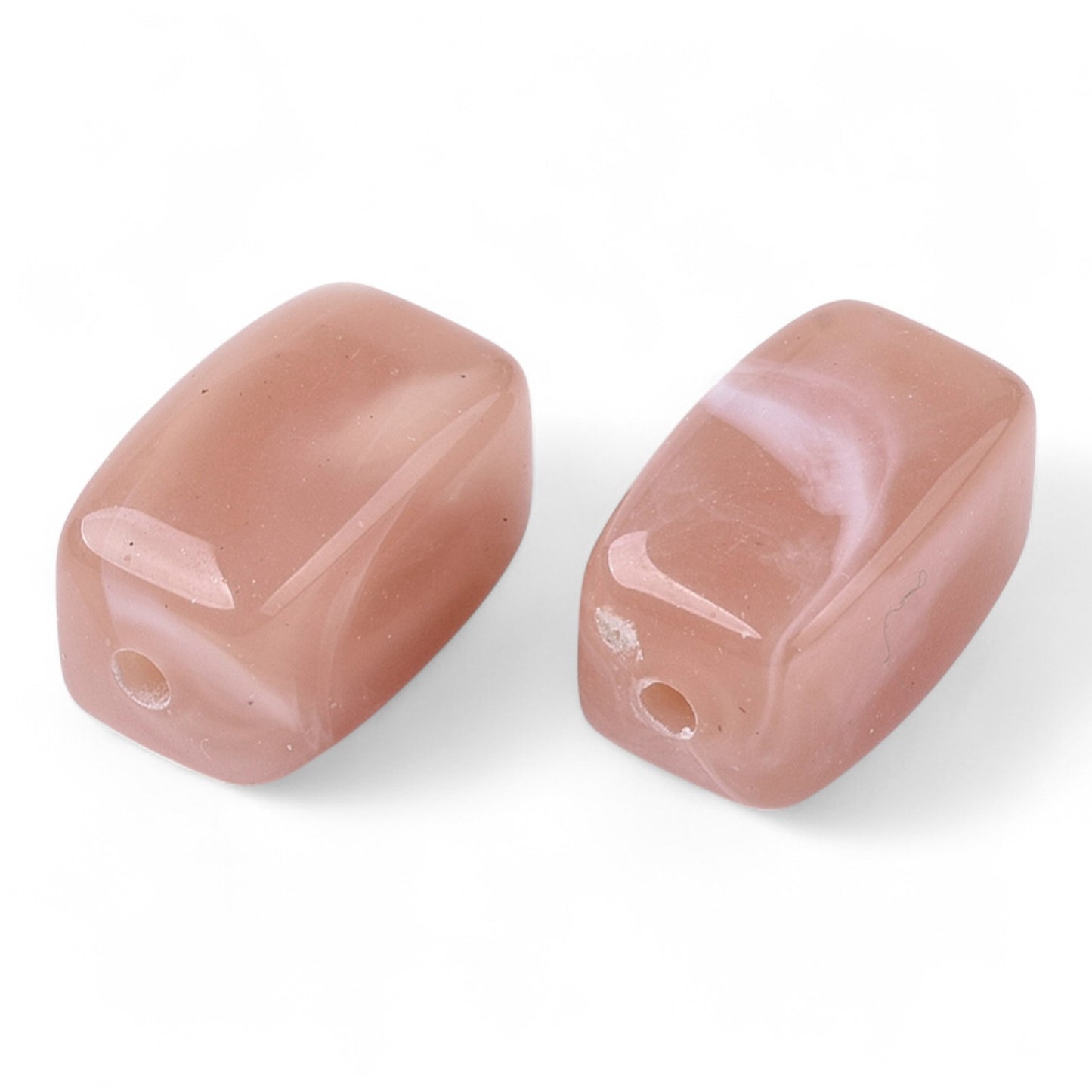 x20 Perles Acryliques Rectangulaires – Effet Pierre Précieuse – Rose marbré – 13 mm