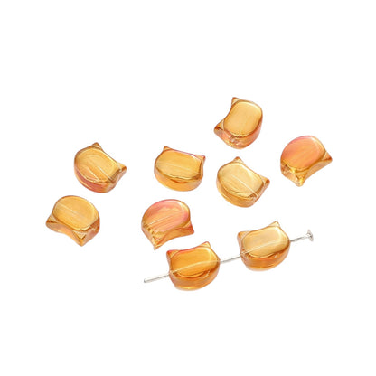 Lot de 10 Perles Chat en Verre Électrolytique – 10 x 8 mm -Couleurs au choix