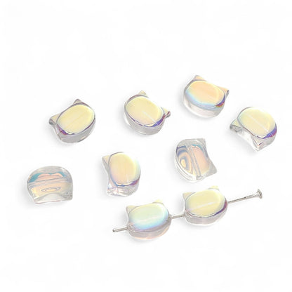 Lot de 10 Perles Chat en Verre Électrolytique – 10 x 8 mm
