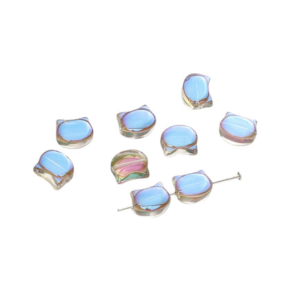 Lot de 10 Perles Chat en Verre Électrolytique – 10 x 8 mm -Couleurs au choix