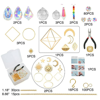 Ensemble Créatif Attrapes Soleil en Cristal de Verre – Doré – ≈16 créations