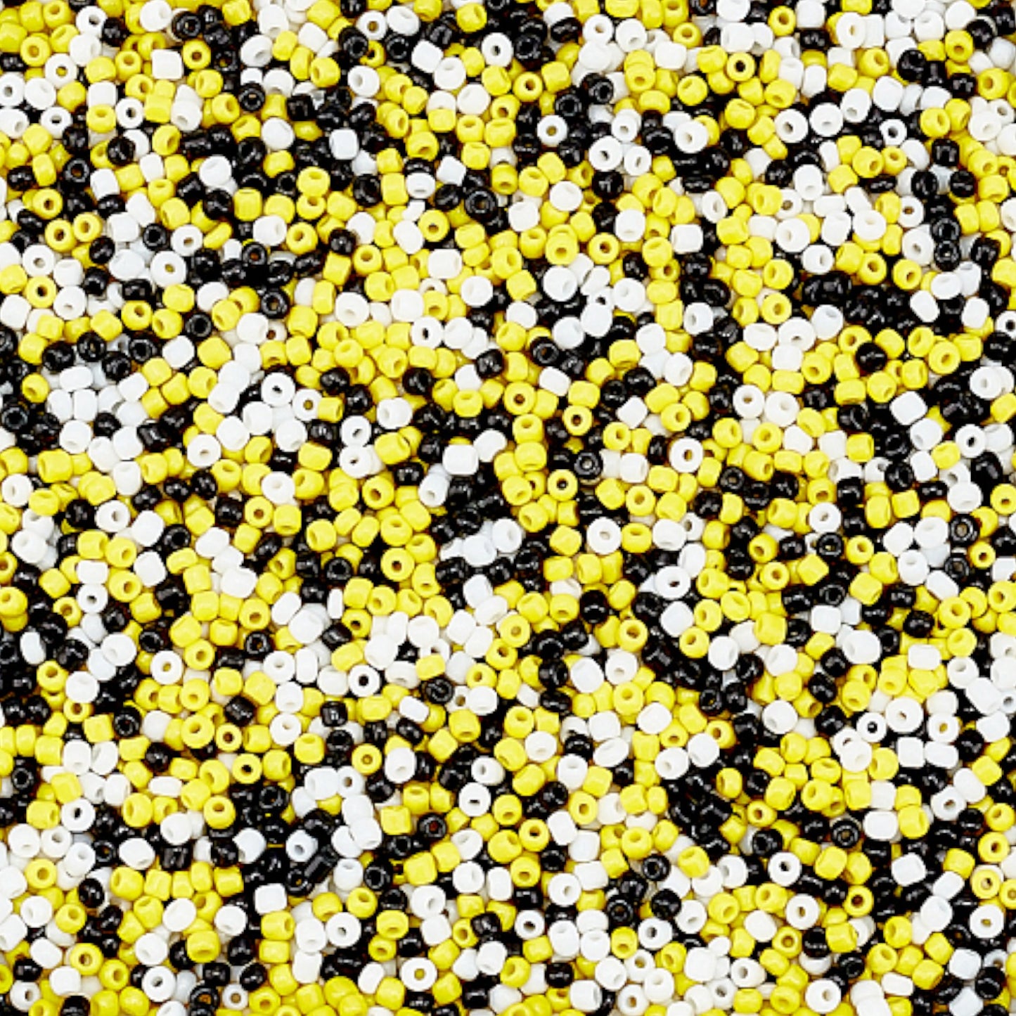 x20g Perles de rocaille en verre opaque – Noir, blanc et jaune – 3 mm