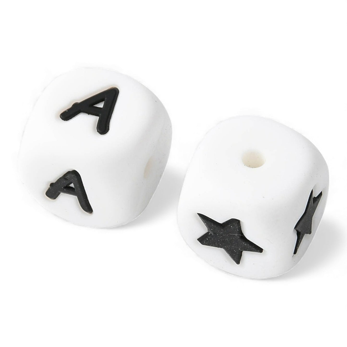 Perles Lettres en Silicone Écologique – Cubes 12 mm – Styles au Choix