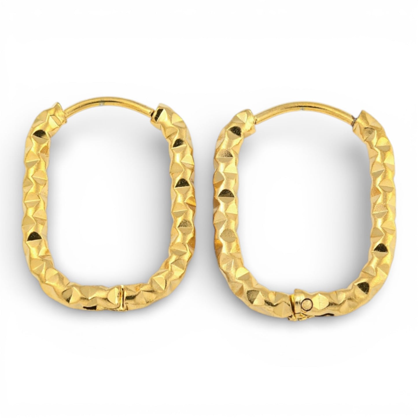 x1 Paire de Boucles d’oreilles créoles rectangulaires en acier inoxydable 304 – 16,5 x 22 mm