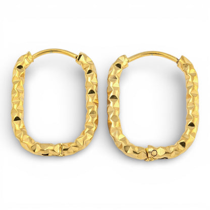 x1 Paire de Boucles d’oreilles créoles rectangulaires en acier inoxydable 304 – 16,5 x 22 mm