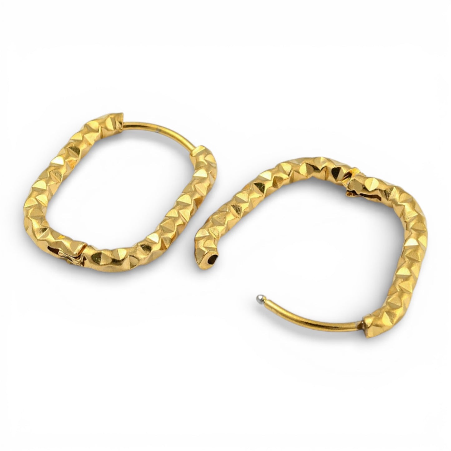 x1 Paire de Boucles d’oreilles créoles rectangulaires en acier inoxydable 304 – 16,5 x 22 mm