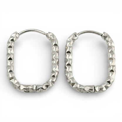 x1 Paire de Boucles d’oreilles créoles rectangulaires en acier inoxydable 304 – 16,5 x 22 mm