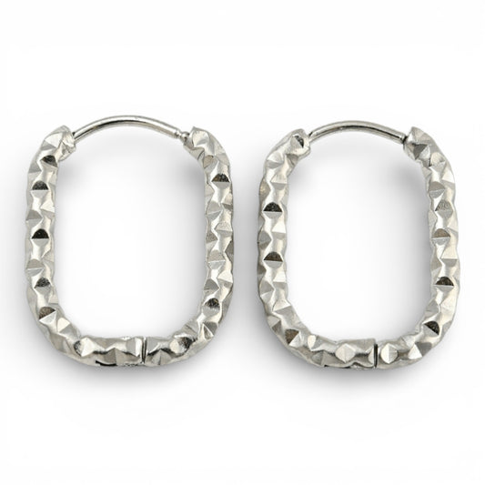 x1 Paire de Boucles d’oreilles créoles rectangulaires en acier inoxydable 304 – 16,5 x 22 mm