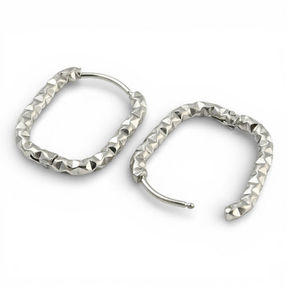 x1 Paire de Boucles d’oreilles créoles rectangulaires en acier inoxydable 304 – 16,5 x 22 mm