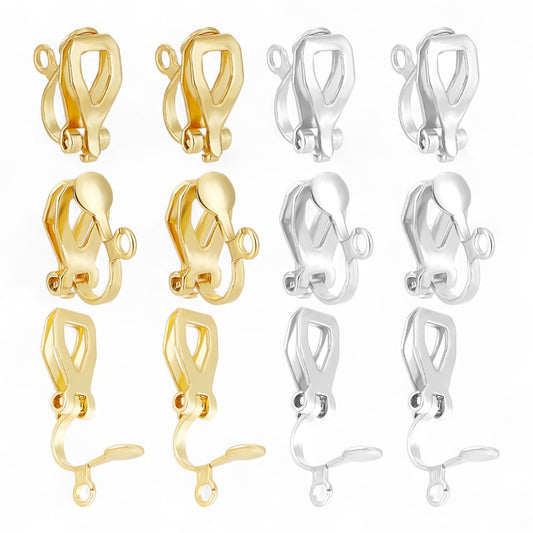 Boucles d’oreilles à clip en acier inoxydable 304 – Plaqué or ou acier
