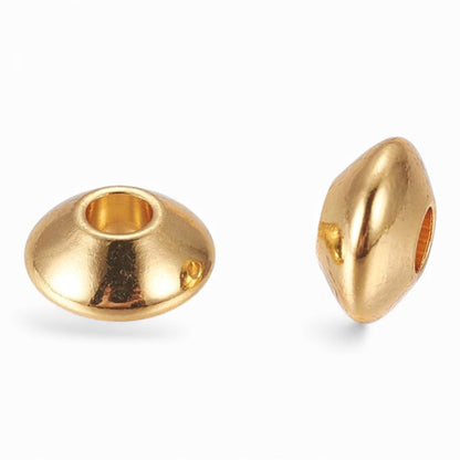 x10 Perles d’Espacement en Acier Inoxydable 304 Plaquées Or 24K – Rondelles