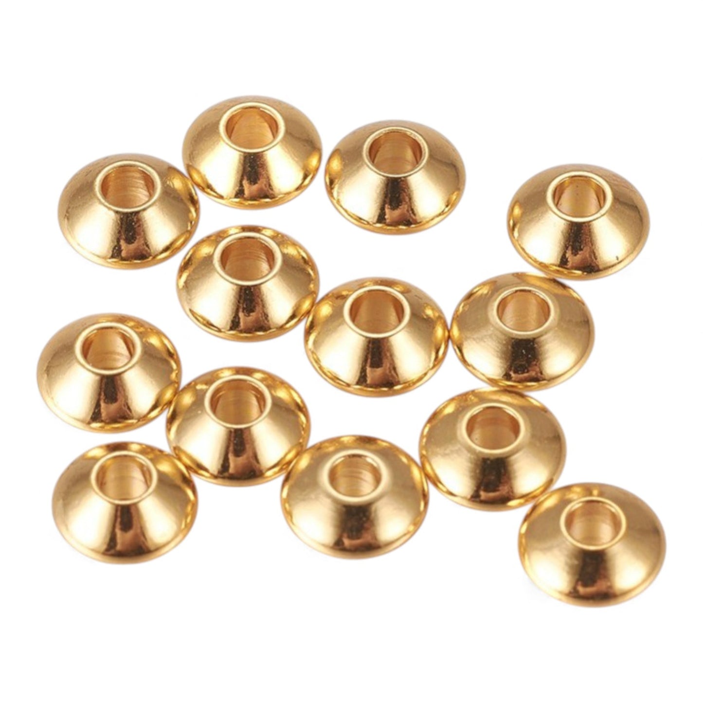 x10 Perles d’Espacement en Acier Inoxydable 304 Plaquées Or 24K – Rondelles