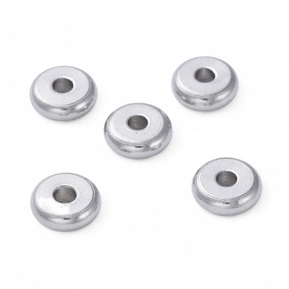 x10 Perles Intercalaires Rondelles en Acier Inoxydable 304 – Couleur Acier ou Plaqué Or 18K