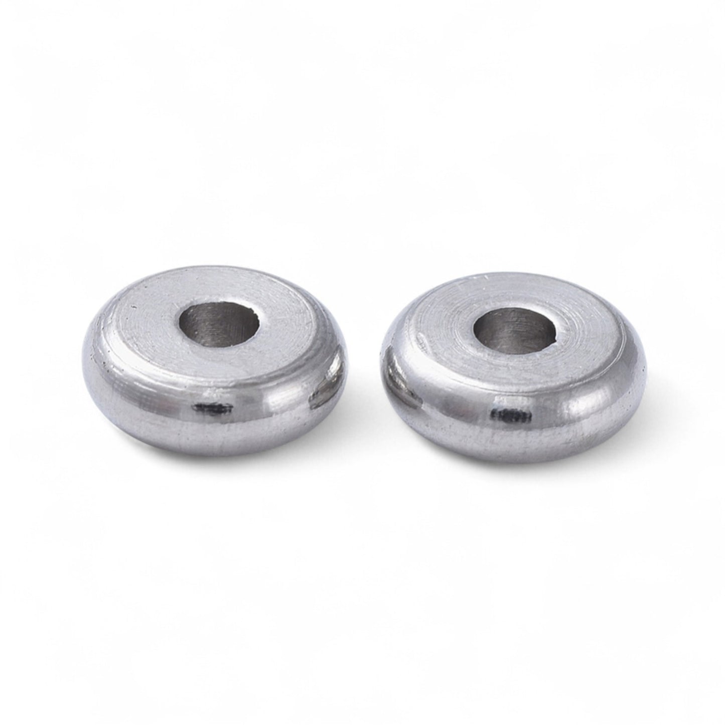 x10 Perles Intercalaires Rondelles en Acier Inoxydable 304 – Couleur Acier ou Plaqué Or 18K