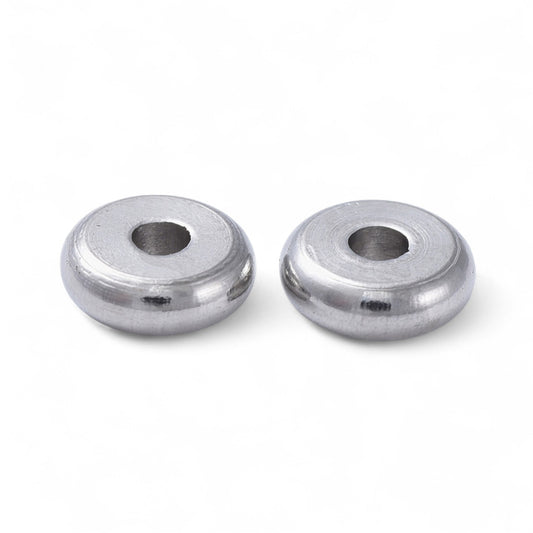 x10 Perles Intercalaires Rondelles en Acier Inoxydable 304 – Couleur Acier ou Plaqué Or 18K