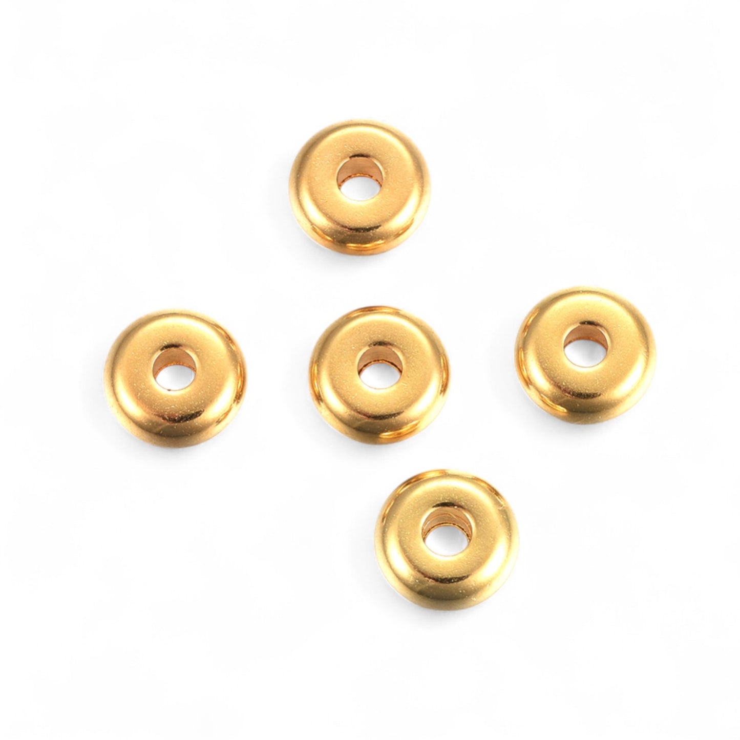 x10 Perles Intercalaires Rondelles en Acier Inoxydable 304 – Couleur Acier ou Plaqué Or 18K
