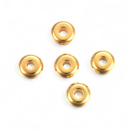 x10 Perles Intercalaires Rondelles en Acier Inoxydable 304 – Couleur Acier ou Plaqué Or 18K