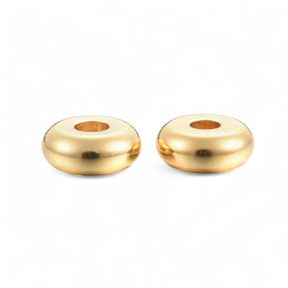 x10 Perles Intercalaires Rondelles en Acier Inoxydable 304 – Couleur Acier ou Plaqué Or 18K