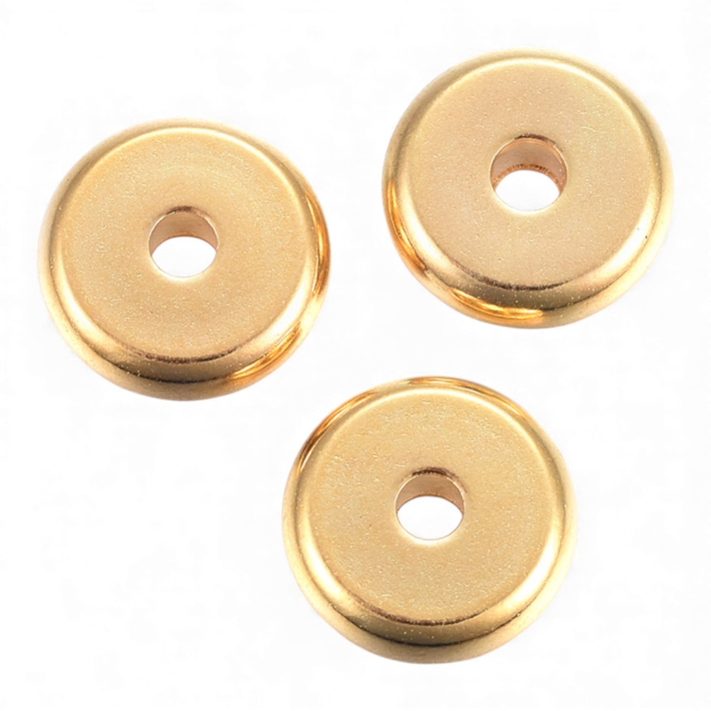 x10 Perles d'Espacement Rondelles en Acier Inoxydable 304 – Couleur Acier ou Plaqué Or 18K