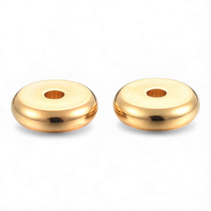 x10 Perles d'Espacement Rondelles en Acier Inoxydable 304 – Couleur Acier ou Plaqué Or 18K