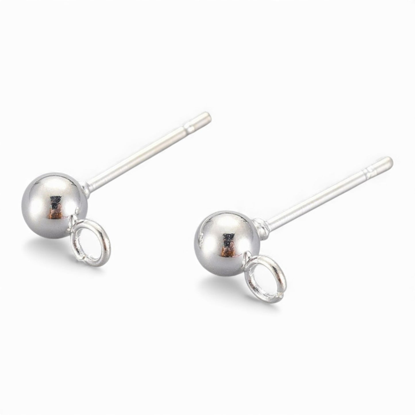 x1 paire Clous d’oreilles ronds avec boucle – Acier inox 304 plaqué or 24K ou Acier