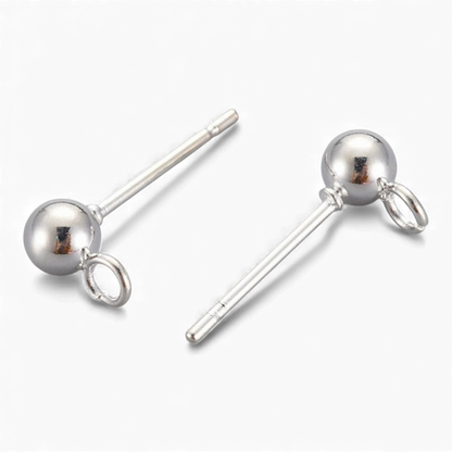 x1 paire Clous d’oreilles ronds avec boucle – Acier inox 304 plaqué or 24K ou Acier