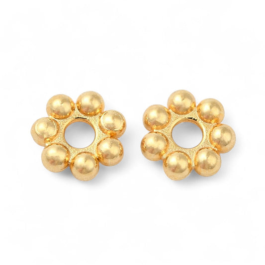 x10 Perles d’Espacement Fleur en Acier Inoxydable 304 – Couleur Acier ou Plaqué Or 18K