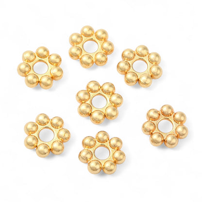 x10 Perles d’Espacement Fleur en Acier Inoxydable 304 – Couleur Acier ou Plaqué Or 18K