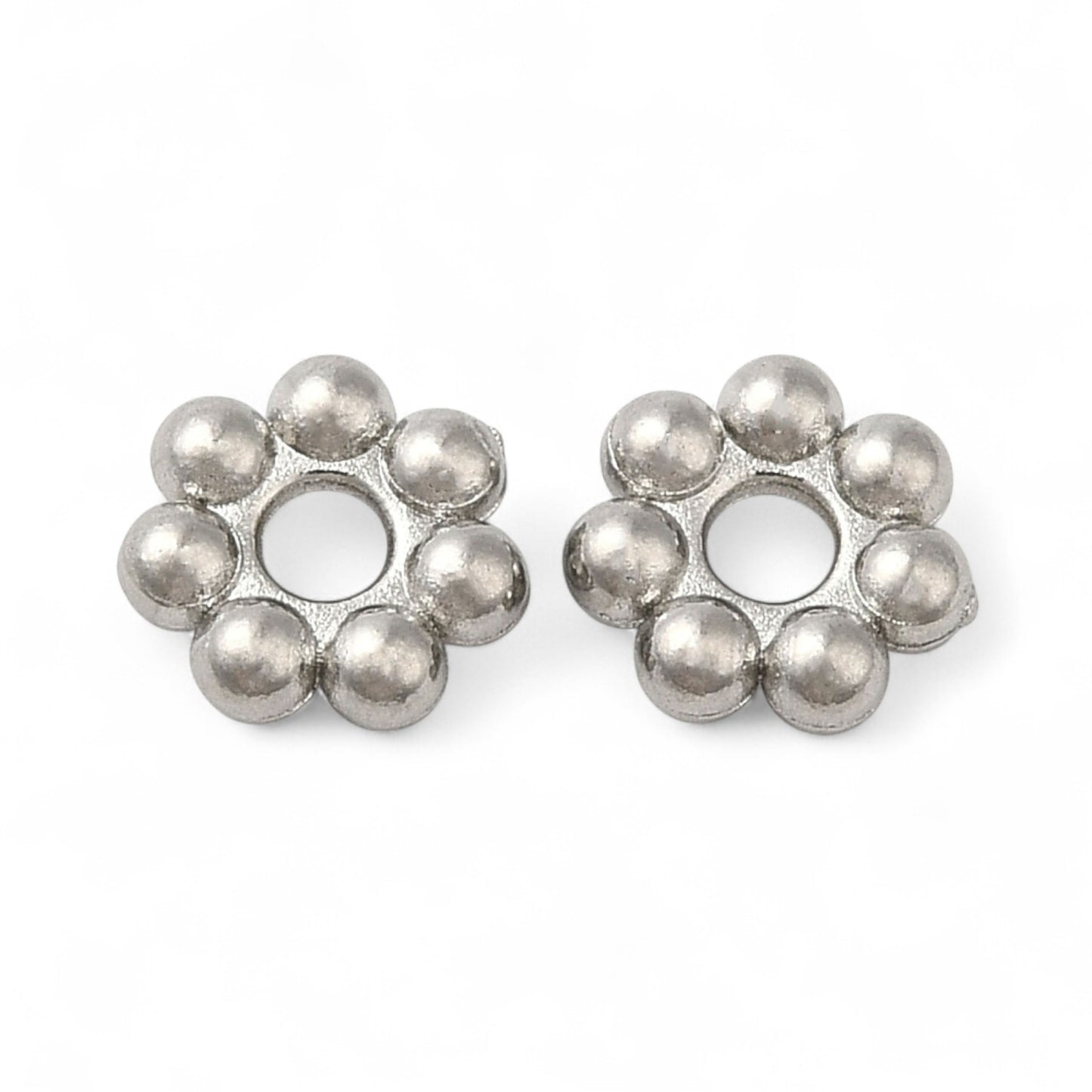x10 Perles d’Espacement Fleur en Acier Inoxydable 304 – Couleur Acier ou Plaqué Or 18K