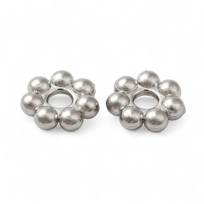 x10 Perles d’Espacement Fleur en Acier Inoxydable 304 – Couleur Acier ou Plaqué Or 18K