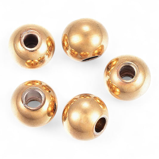 x10 Perles d’Espacement en Acier Inoxydable 304 – 4 mm, Plaquage Ionique (IP)