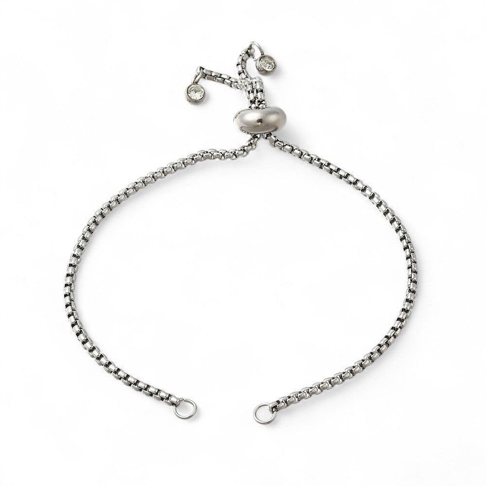 Bracelet coulissant réglable en acier inoxydable 304 – Strass et mailles vénitiennes