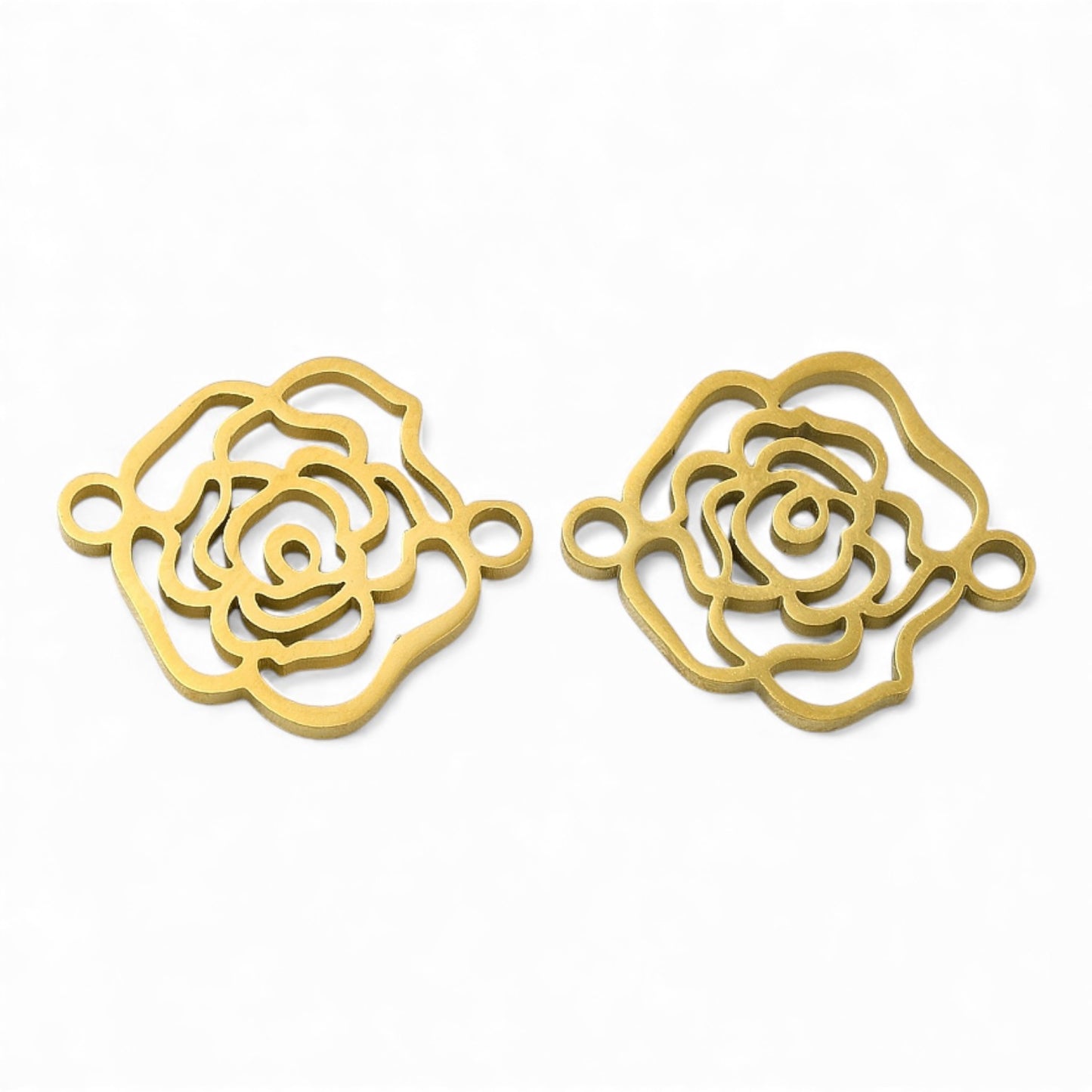 x1 Breloque Connecteur Camélia en Acier Inoxydable 304 – 15×17,5 mm