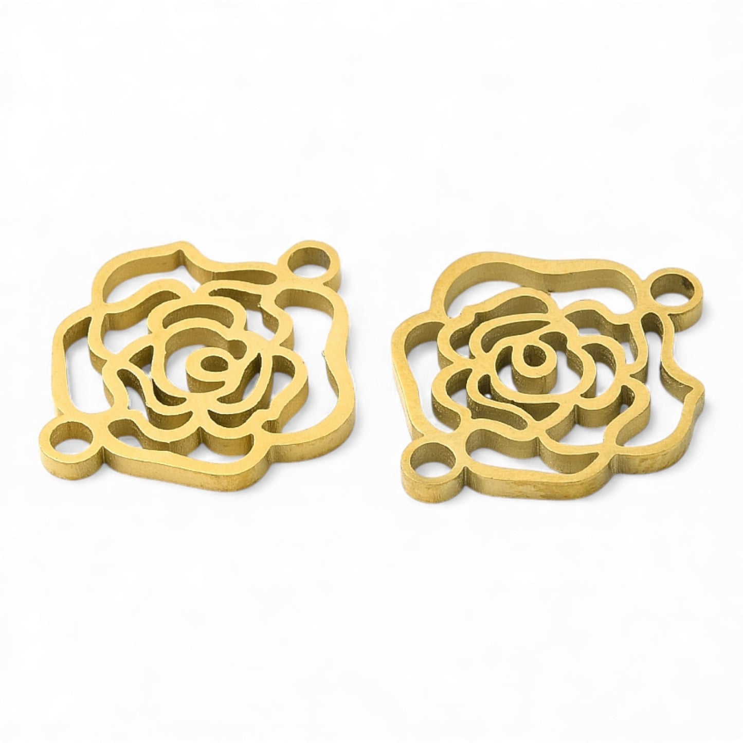 x1 Breloque Connecteur Camélia en Acier Inoxydable 304 – 15×17,5 mm