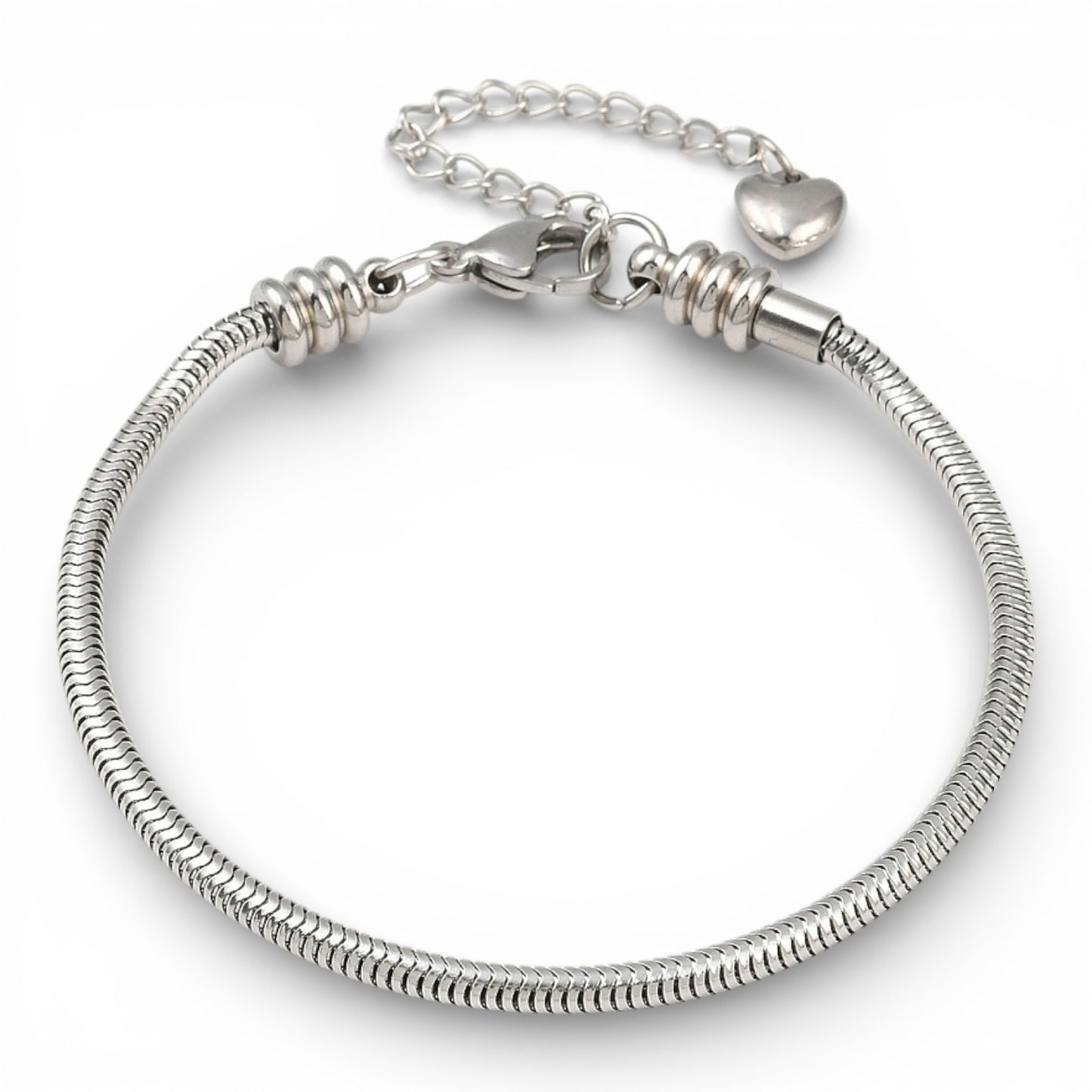 x1 Bracelet Européen à Maillons Serpent en Acier Inoxydable – 20 cm + 5 cm