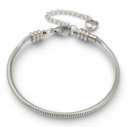 x1 Bracelet Européen à Maillons Serpent en Acier Inoxydable – 20 cm + 5 cm