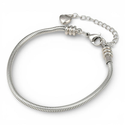 x1 Bracelet Européen à Maillons Serpent en Acier Inoxydable – 20 cm + 5 cm