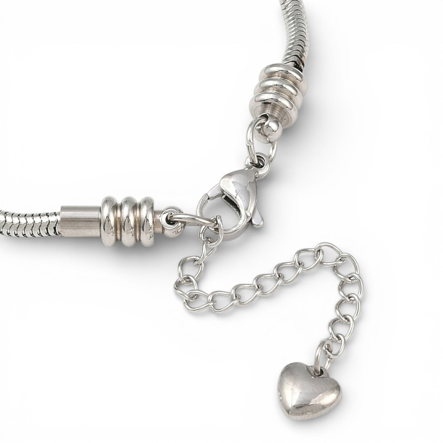 x1 Bracelet Européen à Maillons Serpent en Acier Inoxydable – 20 cm + 5 cm