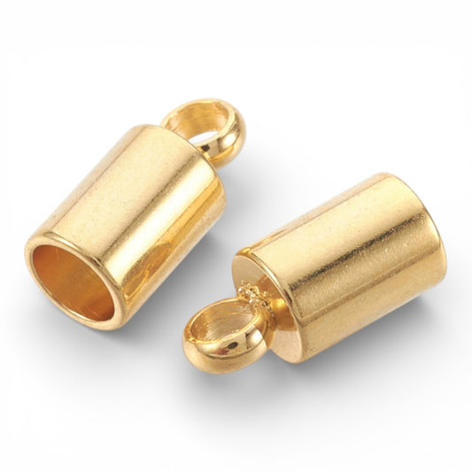 x2 Embouts de Cordon à Coller en Acier Inoxydable – Acier ou Doré 18K