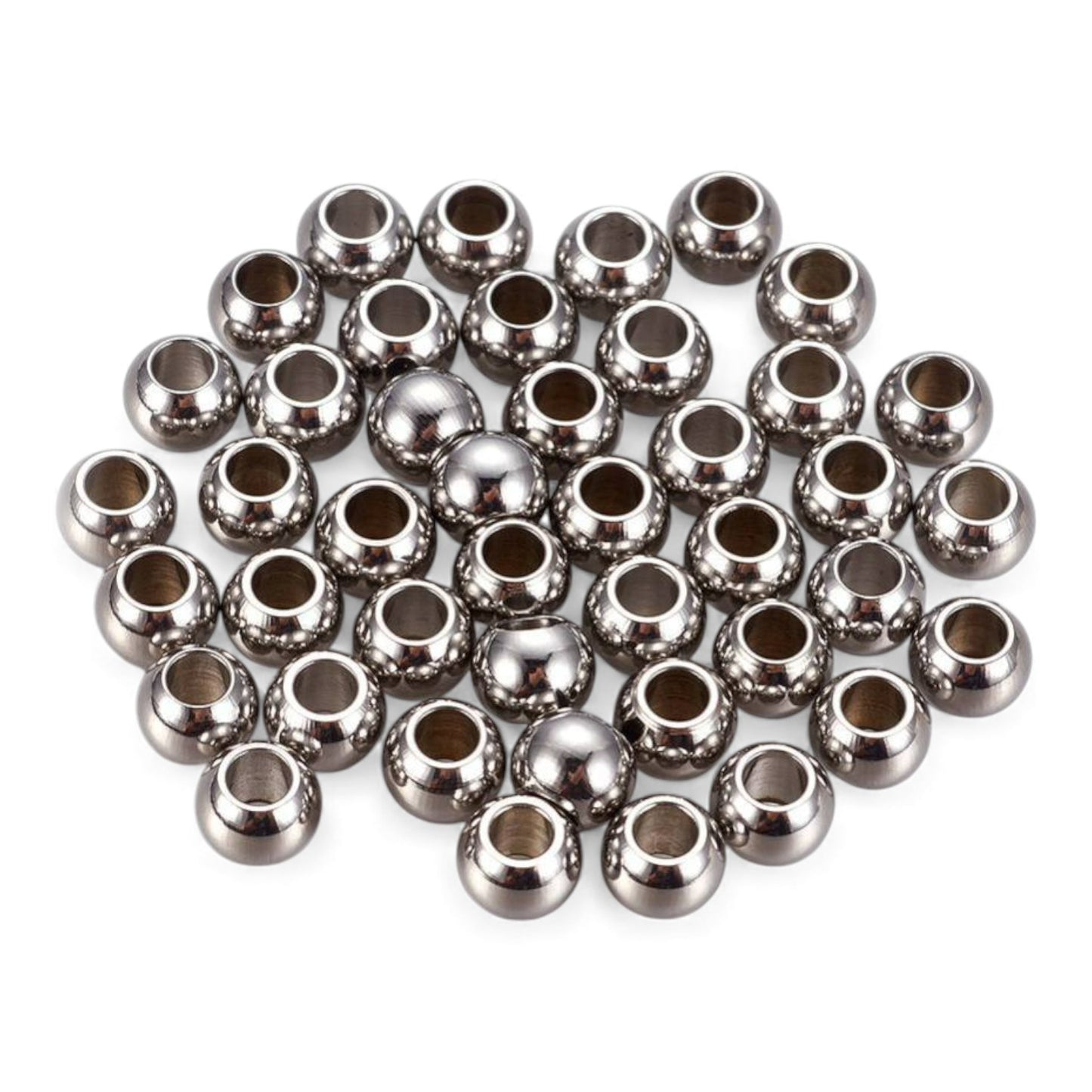 x10 Perles d’Espacement en Acier Inoxydable 304 – 4 ou 6 mm