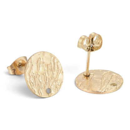 x1 Paire Boucles d’Oreilles à Clous Rondes Texturées en Acier Inoxydable 304 – 12 mm – 2 Coloris