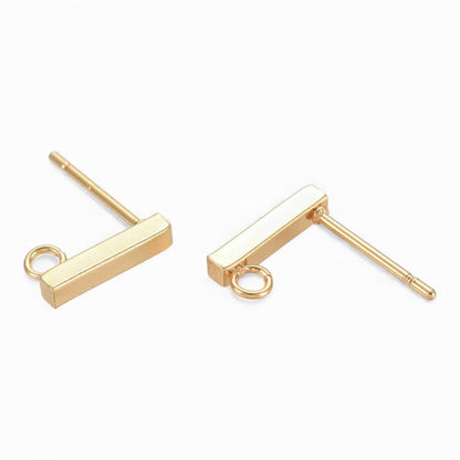 x1 Paire Clous d’Oreilles Rectangulaires en Acier Inoxydable 304 – Avec Anneau – 10 x 2 mm
