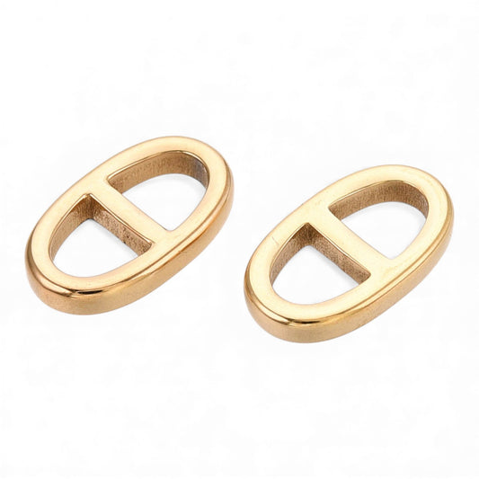 x1 Breloques Connecteurs Maille Marine – Acier inox 304 plaqué or 14K (IP)